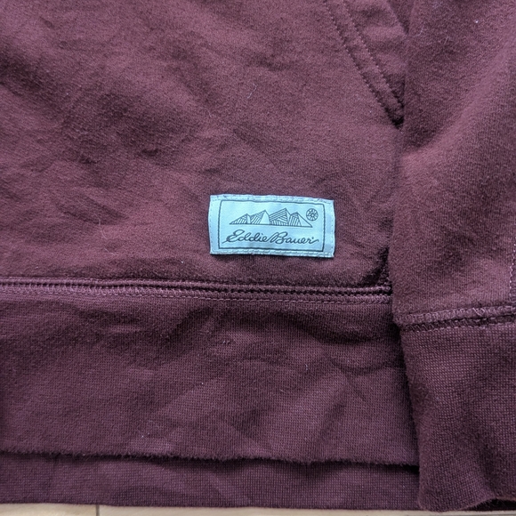 Eddie Bauer Burgundy Hoodie | Casual Outdoor Sweatshirt - Picture 5 of 6